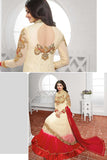 K3936 CREAM AND RED KASEESH PRACHI-19 DESIGNER ANARKALI SUIT - Asian Party Wear