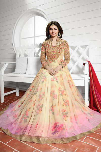 K3938 PEACH KASEESH PRACHI-19 DESIGNER ANARKALI SUIT - Asian Party Wear