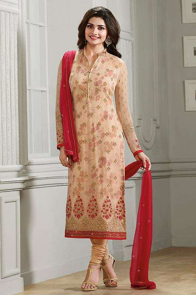 K4291 PEACH KASEESH PRACHI-22 STRAIGHT SALWAR KAMEEZ SUIT - Asian Party Wear