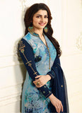 6363 SAILOR BLUE KASEESH VICTORIA PARTY WEAR STRAIGHT CHURIDAR SALWAR KAMEEZ - Asian Party Wear