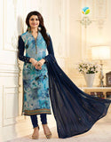 6363 SAILOR BLUE KASEESH VICTORIA PARTY WEAR STRAIGHT CHURIDAR SALWAR KAMEEZ - Asian Party Wear