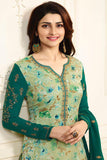 6364 ULTRAMARINE GREEN KASEESH VICTORIA PARTY WEAR STRAIGHT CHURIDAR SALWAR KAMEEZ - Asian Party Wear