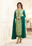 6364 ULTRAMARINE GREEN KASEESH VICTORIA PARTY WEAR STRAIGHT CHURIDAR SALWAR KAMEEZ - Asian Party Wear