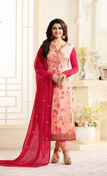 6365 RED AND PINK KASEESH VICTORIA PARTY WEAR STRAIGHT CHURIDAR SALWAR KAMEEZ - Asian Party Wear