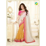 KH16355 Pink With White, Yellow  Kasheesh Sheesha Designer Saree - Asian Party Wear