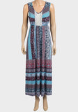 FADED DENIM BLUE LACE STYLE KNIT WEAR MAXI DRESS - Asian Party Wear