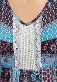 FADED DENIM BLUE LACE STYLE KNIT WEAR MAXI DRESS - Asian Party Wear