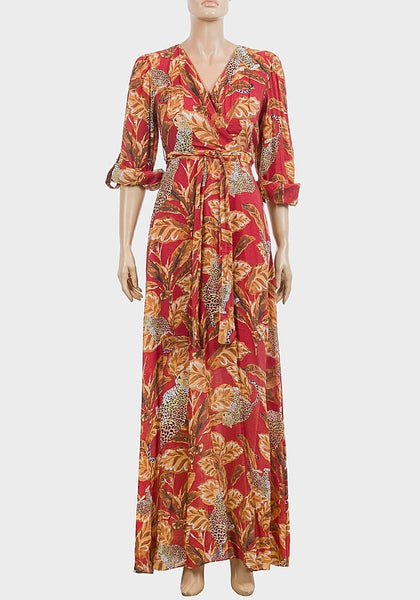 Cinnamon Stick Leopard & Leaves Printed Maxi - Asian Party Wear