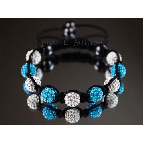 LIGHT BLUE AND WHITE CRYSTAL BALL BRACELET - Asian Party Wear