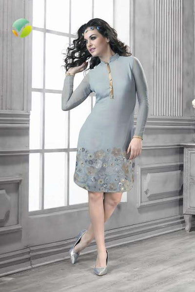 LIGHT BLUE READYMADE GEORGETTE KURTI - Asian Party Wear