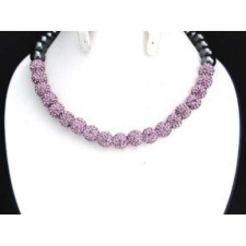 LIGHT PURPLE FULL REAL CRYSTAL NECKLACE - Asian Party Wear