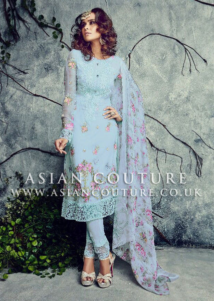 D4002 LIGHT BLUE PURPLE MUMTAZ SAJAWAT SALWAR KAMEEZ - Asian Party Wear