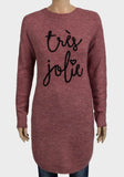 Blush Slogan Ladies Jumper Dress - Asian Party Wear