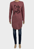 Blush Slogan Ladies Jumper Dress - Asian Party Wear