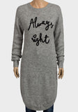 Grey Designer Slogan Jumper Dress - Asian Party Wear