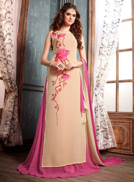 3208 SKIN AND PINK MAISHA LAVISH 2 PARTY WEAR SUIT - Asian Party Wear