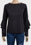 Silver Platinum & Black Ladies Regular & Plus Size Frill Sleeves Shimmer - Asian Party Wear