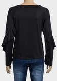 Silver Platinum & Black Ladies Regular & Plus Size Frill Sleeves Shimmer - Asian Party Wear