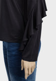 Silver Platinum & Black Ladies Regular & Plus Size Frill Sleeves Shimmer - Asian Party Wear