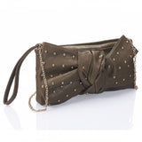 LUXURY KHAKI BOW TIE STUDDED WRIST LET CLUTCH/EVENING BAG - Asian Party Wear