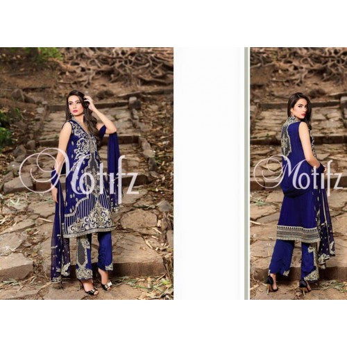 M1259 BLUE MOTIFZ INSPIRED PAKISTANI QUALITY COPY - Asian Party Wear