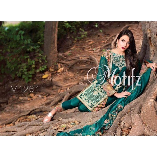 M1261 GREEN MOTIFZ INSPIRED PAKISTANI QUALITY COPY - Asian Party Wear