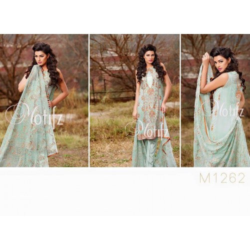 M1262 LIGHT GREEN MOTIFZ INSPIRED PAKISTANI QUALITY COPY - Asian Party Wear