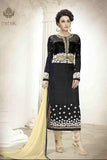 M18005 BLACK AND GOLD MEHAK PARTY WEAR GEORGETTE SALWAR KAMEEZ SUIT - Asian Party Wear