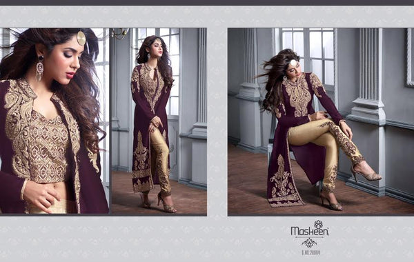 M20004 PLUM MASKEEN GEORGETTE BY MAISHA PARTY WEAR SUIT - Asian Party Wear