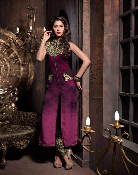 M2002 Purple SENORA BY MASKEEN WEDDING WEAR SALWAR SUIT - Asian Party Wear