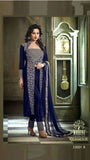 M23001-B BLUE MOHINI COLOUR ADDICTION VELVET SUIT - Asian Party Wear