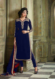 M23002-C NAVY BLUE MOHINI COLOUR ADDICTION VELVET SUIT - Asian Party Wear