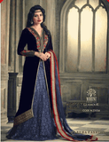 M23004 BLUE MOHINI GLAMOUR VELVET PARTY WEAR SUIT - Asian Party Wear