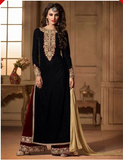 ZM2507 Black MAISHA MASKEEN VELVET SUIT. - Asian Party Wear