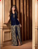 M2509 Dress Blue MAISHA MASKEEN VELVET SUIT. - Asian Party Wear