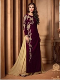 M2510 Maroon MAISHA MASKEEN VELVET SUIT. - Asian Party Wear