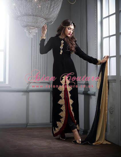 ZM2601 BLACK MASKEEN MAISHA DESIGNER SUIT - Asian Party Wear