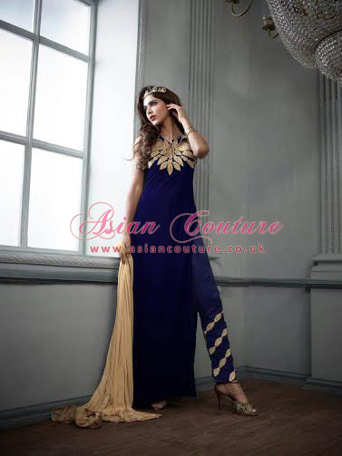 ZM2603 BLUE MASKEEN MAISHA PARTY WEAR SUIT - Asian Party Wear