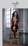 M2605 MAROON AND GOLD MASKEEN MAISHA DESIGNER SUIT - Asian Party Wear