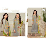 Grey Salwar Kameez Indian Fancy Embroidered Suit - Asian Party Wear