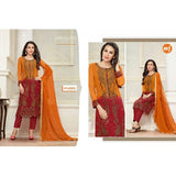 Orange & Maroon Indian Party Wear Designer Dress - Asian Party Wear