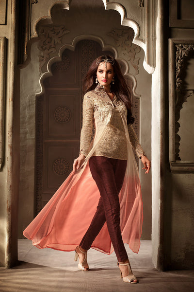 3501 GOLD AND MAROON MAISHA MASKEEN ASTER PARTY WEAR SUIT - Asian Party Wear