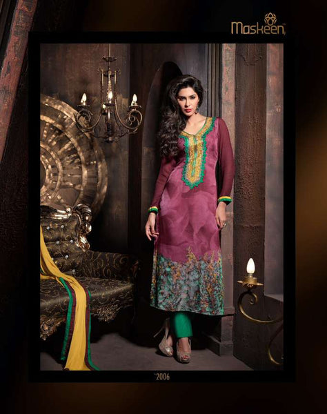 MA2006 Purple and Green Maskeen SENORA BY MAISHA PARTY WEAR SALWAR SUIT - Asian Party Wear