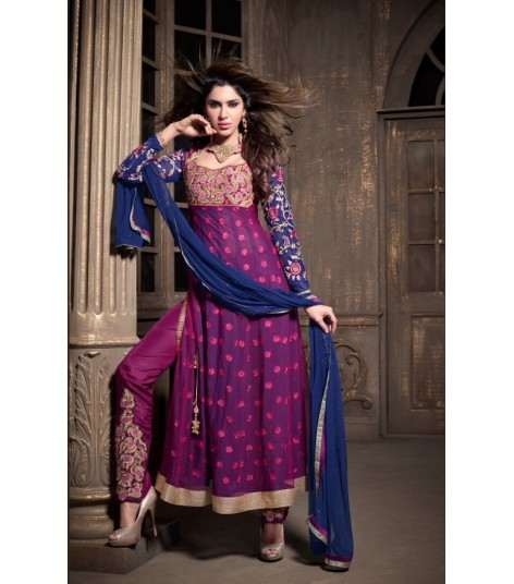 MA2110 Purple DEBONAIR WITH MASKEEN WEDDING WEAR DESIGNER DRESS - Asian Party Wear