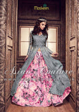 3701-E GREY MAISHA MASKEEN SILK PRINTED STYLSH LEHENGA - Asian Party Wear