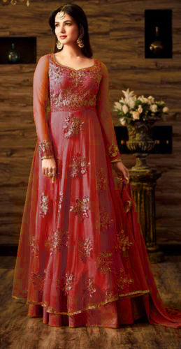 MAROON WEDDING WEAR INDIAN ANARKALI DRESS - Asian Party Wear