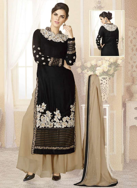 Mehak Black Wedding Wear Georgette & Net Anarkali Suit - Asian Party Wear