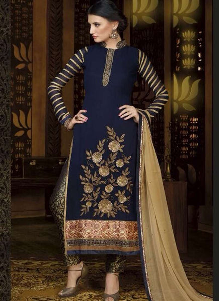 Mehak Blue Georgette Long Length Designer Dress - Asian Party Wear