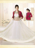 Mehak White With Fuschia Pink Wedding Wear Georgette & Net Anarkali Suit - Asian Party Wear