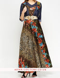 Marvelous Mesh Overlay Belted Maxi Dress - Asian Party Wear